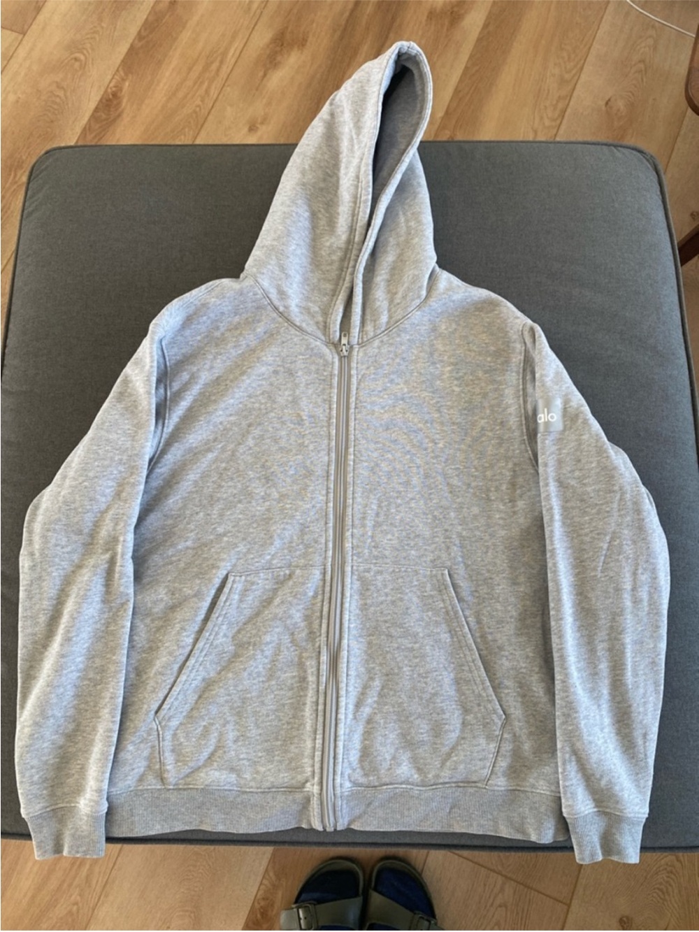 🐺 Alo Yoga Renown Heavy Weight Full Zip Hoodie - Athletic Heather Grey size S
